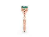 Rose gold Princess Cut Green Sapphire Solitaire Engagement Ring with Celtic Knot Band and Four-Prong Setting_2