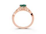 Rose gold Princess Cut Green Sapphire Solitaire Engagement Ring with Celtic Knot Band and Four-Prong Setting_3