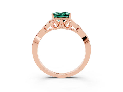 Rose gold Princess Cut Green Sapphire Solitaire Engagement Ring with Celtic Knot Band and Four-Prong Setting_3