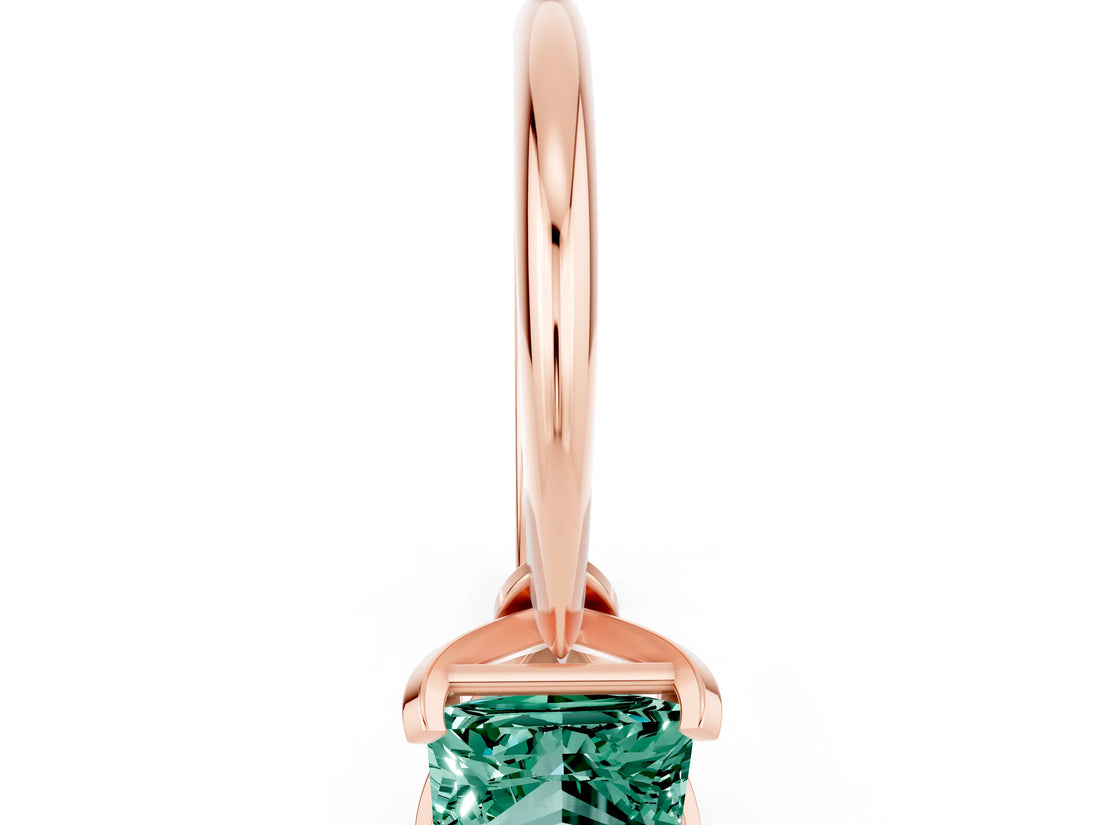 Rose gold Princess Cut Green Sapphire Solitaire Engagement Ring with Classic Band and Four-Prong Setting_24