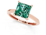 Rose gold Princess Cut Green Sapphire Solitaire Engagement Ring with Classic Band and Four-Prong Setting_25