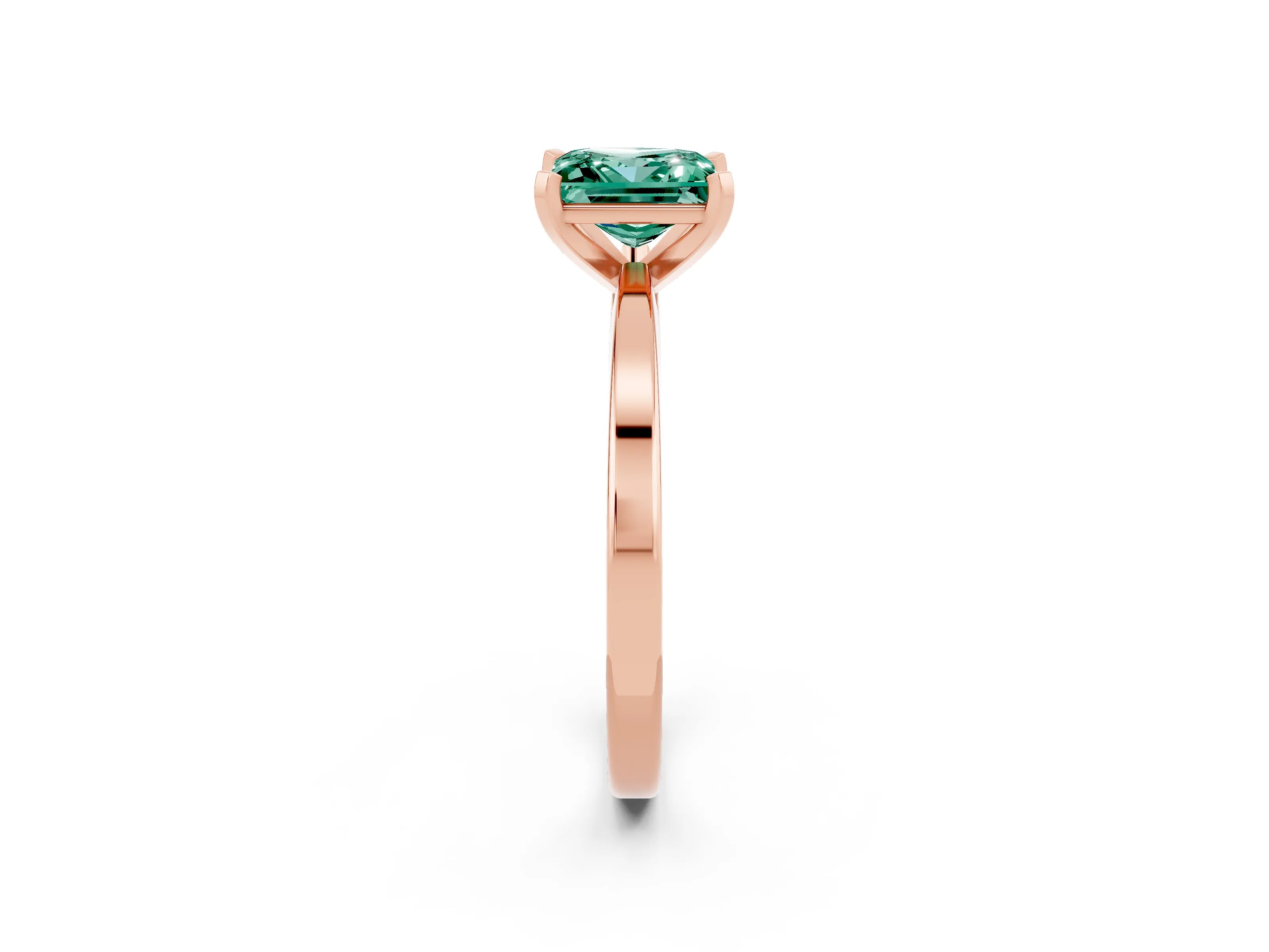 Rose gold Princess Cut Green Sapphire Solitaire Engagement Ring with Classic Band and Four-Prong Setting_26
