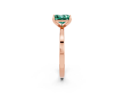Rose gold Princess Cut Green Sapphire Solitaire Engagement Ring with Classic Band and Four-Prong Setting_26