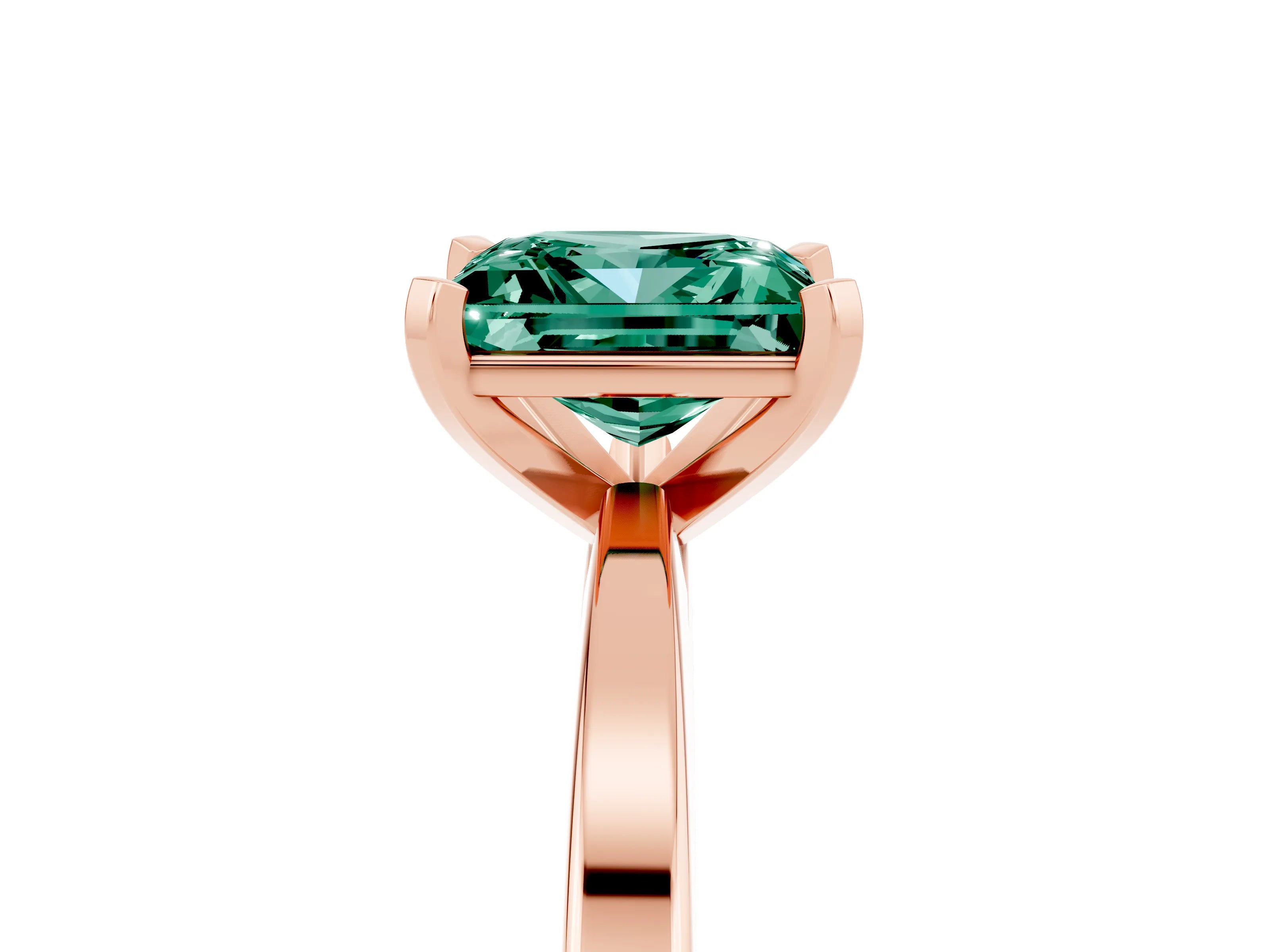 Rose gold Princess Cut Green Sapphire Solitaire Engagement Ring with Classic Band and Four-Prong Setting_29