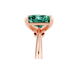 Rose gold Princess Cut Green Sapphire Solitaire Engagement Ring with Classic Band and Four-Prong Setting_29