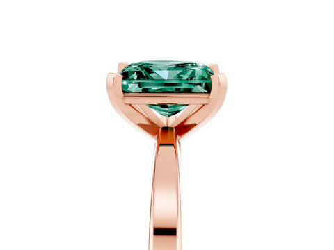 Rose gold Princess Cut Green Sapphire Solitaire Engagement Ring with Classic Band and Four-Prong Setting_29