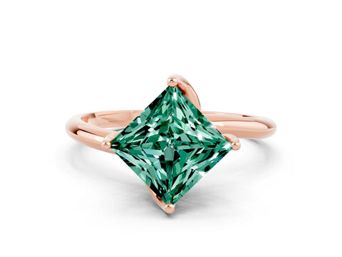 Rose gold Princess Cut Green Sapphire Solitaire Engagement Ring with Four-Prong Setting and Classic Band_12