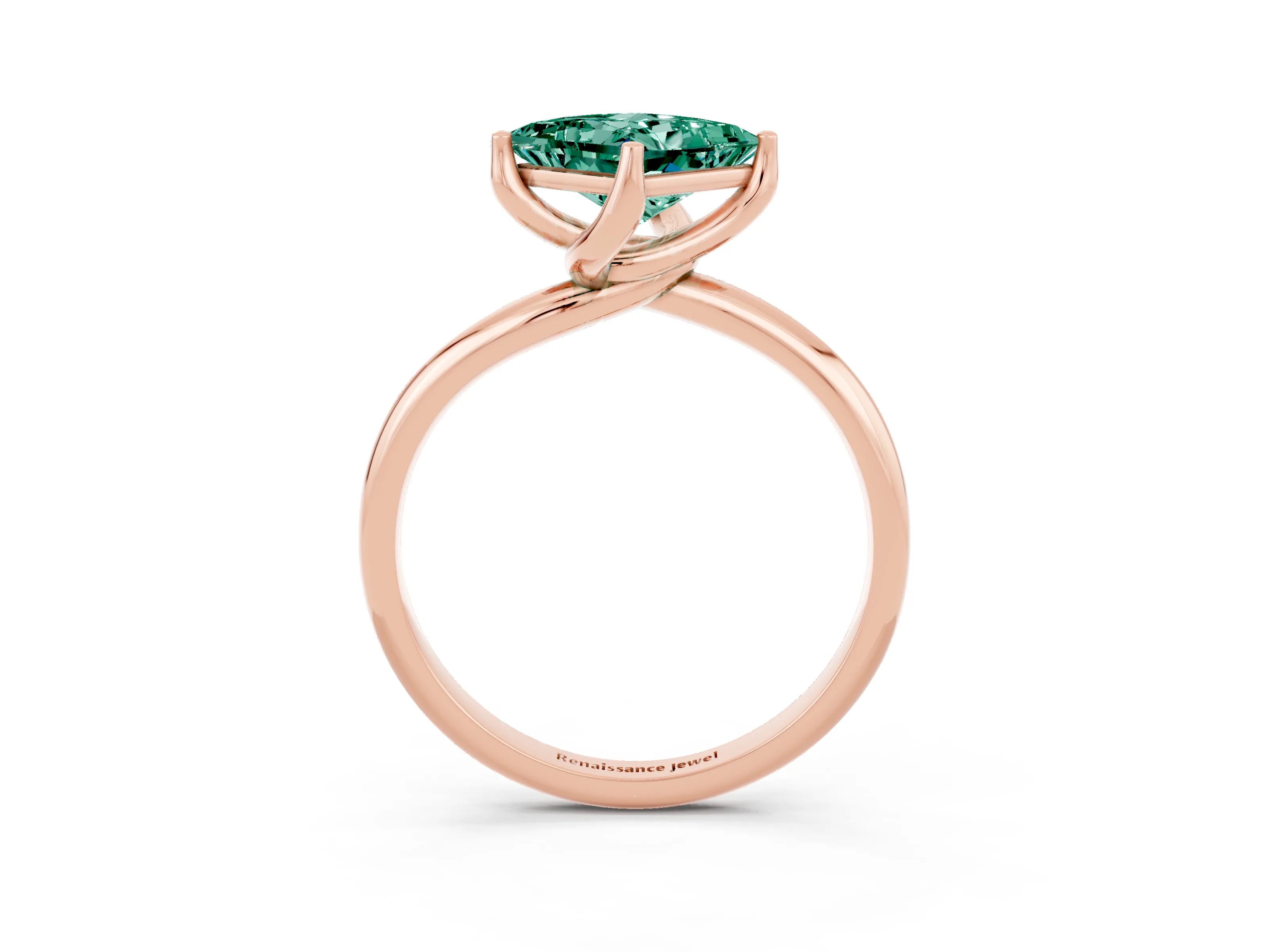 Rose gold Princess Cut Green Sapphire Solitaire Engagement Ring with Four-Prong Setting and Classic Band_15