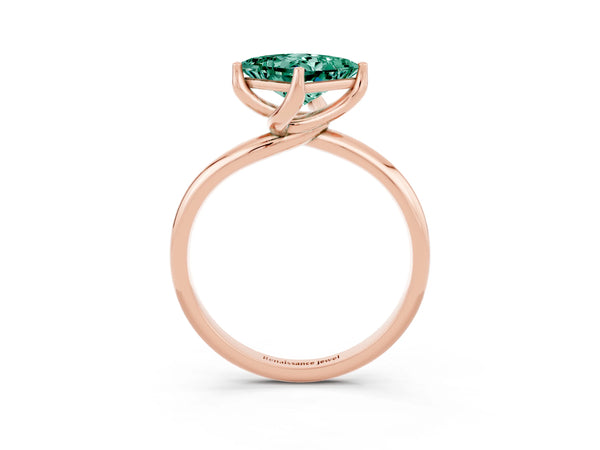 Rose gold Princess Cut Green Sapphire Solitaire Engagement Ring with Four-Prong Setting and Classic Band