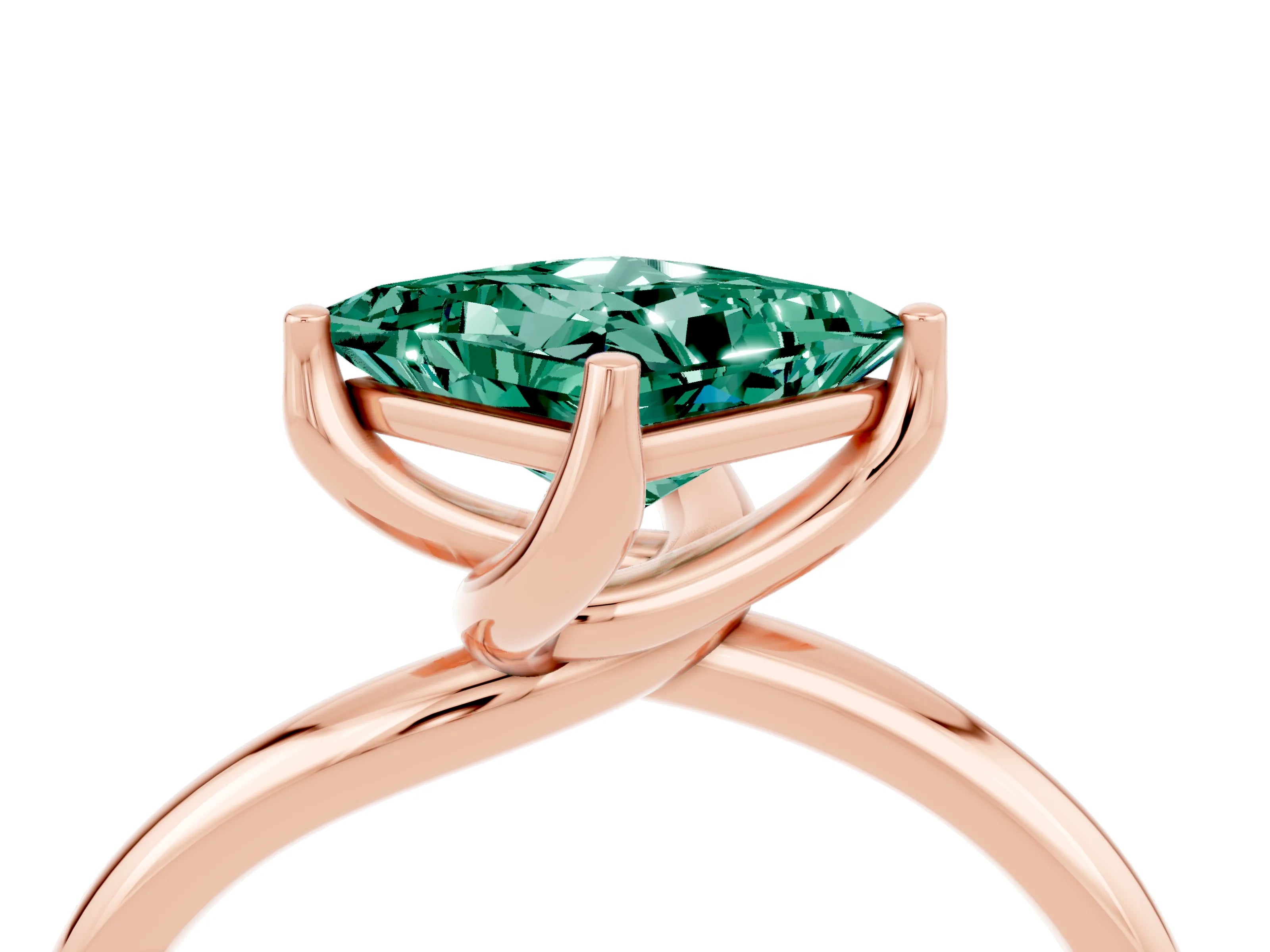 Rose gold Princess Cut Green Sapphire Solitaire Engagement Ring with Four-Prong Setting and Classic Band_16