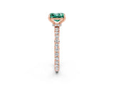 Rose gold Princess Cut Green Sapphire Solitaire Engagement Ring with Pavé Band and Four-Prong Setting_2