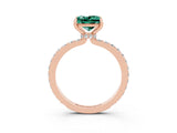 Rose gold Princess Cut Green Sapphire Solitaire Engagement Ring with Pavé Band and Four-Prong Setting_3