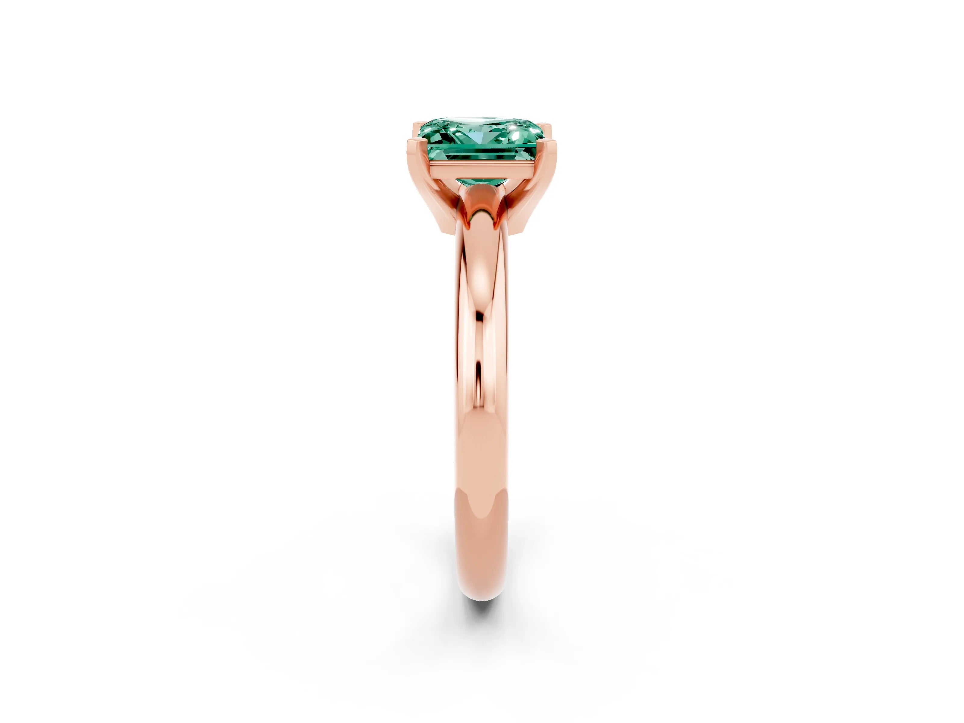 Rose gold Princess Cut Green Sapphire Solitaire Engagement Ring with Round Band and Four-Prong Setting_2