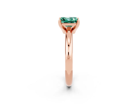 Rose gold Princess Cut Green Sapphire Solitaire Engagement Ring with Round Band and Four-Prong Setting_2
