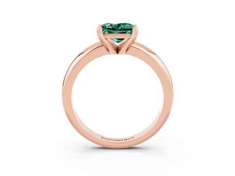 Rose gold Princess Cut Green Sapphire Solitaire Engagement Ring with Round Band and Four-Prong Setting_3