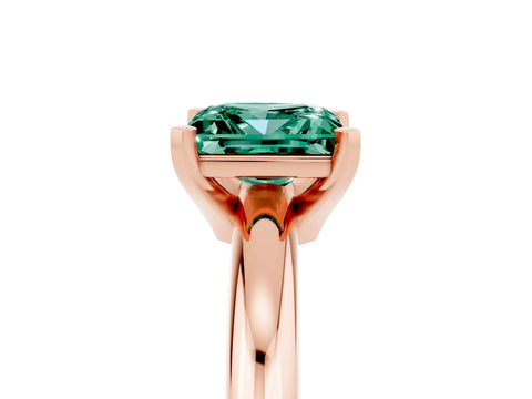 Rose gold Princess Cut Green Sapphire Solitaire Engagement Ring with Round Band and Four-Prong Setting_5