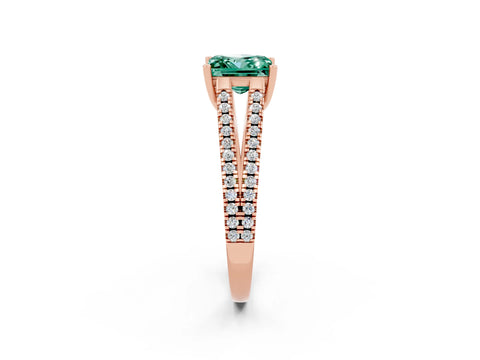 Rose gold Princess Cut Green Sapphire Solitaire Engagement Ring with Split Shank Pavé Band_2