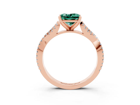 Rose gold Princess Cut Green Sapphire Solitaire Engagement Ring with Twisted Pavé Band and Four-Prong Setting_15