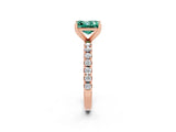 Rose gold Princess Cut Green Sapphire Solitaire Pavé Band with Four-Prong Setting_2