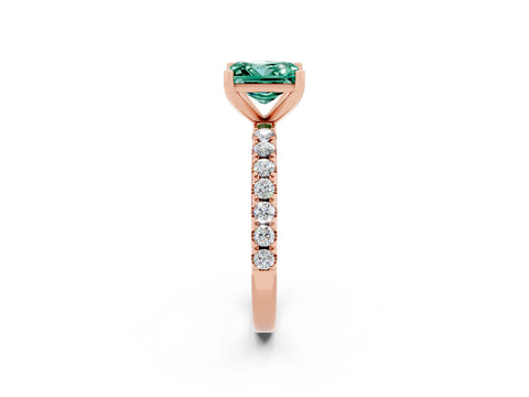 Rose gold Princess Cut Green Sapphire Solitaire Pavé Band with Four-Prong Setting_2