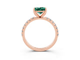Rose gold Princess Cut Green Sapphire Solitaire Pavé Band with Four-Prong Setting_3