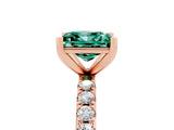 Rose gold Princess Cut Green Sapphire Solitaire Pavé Band with Four-Prong Setting_5