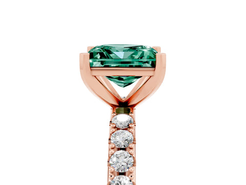 Rose gold Princess Cut Green Sapphire Solitaire Pavé Band with Four-Prong Setting_5
