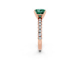 Rose gold Princess Cut Green Sapphire Solitaire Pavé Engagement Ring with Round Band and Prong Setting_14