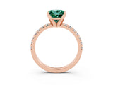 Rose gold Princess Cut Green Sapphire Solitaire Pavé Engagement Ring with Round Band and Prong Setting_15