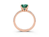 Rose gold Princess Cut Green Sapphire Solitaire Pavé Engagement Ring with Round Band and Prong Setting_76