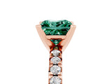 Rose gold Princess Cut Green Sapphire Solitaire Pavé Engagement Ring with Round Band and Prong Setting_78
