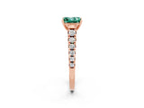 Rose gold Princess Cut Green Sapphire Solitaire Ring with Cathedral Setting and Pavé Band_2