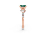 Rose gold Princess Cut Green Sapphire Solitaire Ring with Crossover Gallery and Round  Pavé Band_14