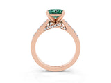 Rose gold Princess Cut Green Sapphire Solitaire Ring with Crossover Gallery and Round  Pavé Band_15