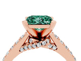 Rose gold Princess Cut Green Sapphire Solitaire Ring with Crossover Gallery and Round  Pavé Band_16