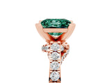 Rose gold Princess Cut Green Sapphire Solitaire Ring with Crossover Gallery and Round  Pavé Band_17