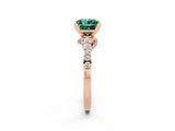 Rose gold Princess Cut Green Sapphire Solitaire Ring with Crossover Gallery and Round  Pavé Band_38