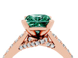 Rose gold Princess Cut Green Sapphire Solitaire Ring with Crossover Gallery and Round  Pavé Band_40