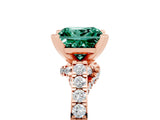 Rose gold Princess Cut Green Sapphire Solitaire Ring with Crossover Gallery and Round  Pavé Band_41
