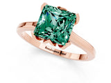 Rose gold Princess Cut Green Sapphire Solitaire Ring with Flower Prong Setting and Classic Band_37