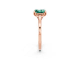 Rose gold Princess Cut Green Sapphire Solitaire Ring with Flower Prong Setting and Classic Band_38