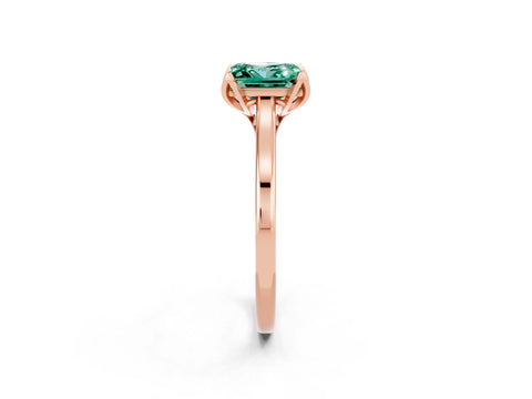 Rose gold Princess Cut Green Sapphire Solitaire Ring with Flower Prong Setting and Classic Band_38