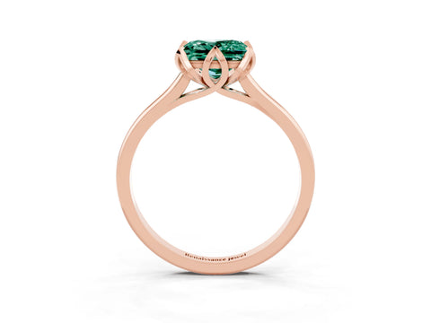 Rose gold Princess Cut Green Sapphire Solitaire Ring with Flower Prong Setting and Classic Band_39