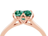 Rose gold Princess Cut Green Sapphire Solitaire Ring with Flower Prong Setting and Classic Band_40