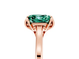 Rose gold Princess Cut Green Sapphire Solitaire Ring with Flower Prong Setting and Classic Band_41