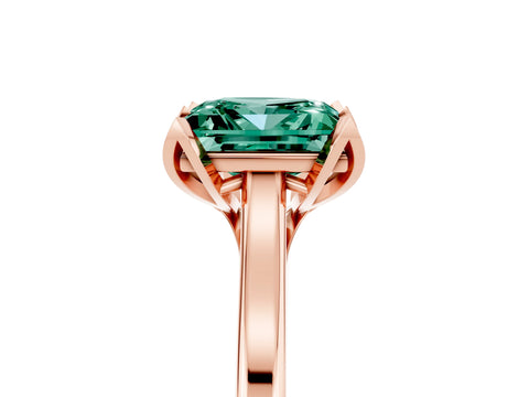 Rose gold Princess Cut Green Sapphire Solitaire Ring with Flower Prong Setting and Classic Band_41