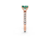 Rose gold Princess Cut Green Sapphire Solitaire Ring with Pavé Accents and Four-Prong Setting_2