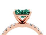 Rose gold Princess Cut Green Sapphire Solitaire Ring with Pavé Accents and Four-Prong Setting_4