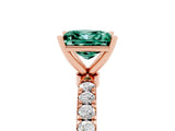 Rose gold Princess Cut Green Sapphire Solitaire Ring with Pavé Accents and Four-Prong Setting_5