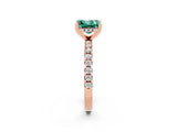 Rose gold Princess Cut Green Sapphire Solitaire Ring with Pavé Band and Four-Prong Setting_26